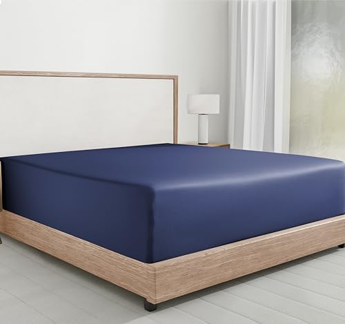 Luxus mako Satin Spannbettlaken Baumwolle 100x200 cm Blau, weiches, 400 Fadenzahl, Hotelqualität Spannbetttuch mit tiefen Taschen und Kopf- und Fußanhängern von California Design Den von California Design Den