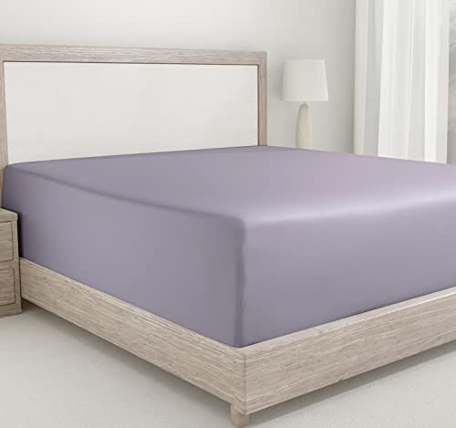 Luxuriöses Spannbetttuch für Einzelbett, weich, 100 % Baumwolle, Fadenzahl 400, 90 x 190 + 30 cm, Bettlaken für Einzelbett, elastisch, langlebig (Lavendelgrau) von California Design Den