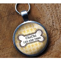 Gelb Gemusterte Pet Id Tag Pastell Bunte Runde Hund 35mm Rund - Von California Mutts von CaliforniaMutts