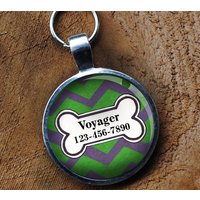 Pet-Id Tag Grün Und Anthrazit Grau Zickzack Bunte Runde Große Hundemarke Von Kalifornien Köter Pet-Id Tag Grün Und Anthrazit Grau Zickzack Bunte Runde Große Hundemarke Von Kalifornien Köter von CaliforniaMutts