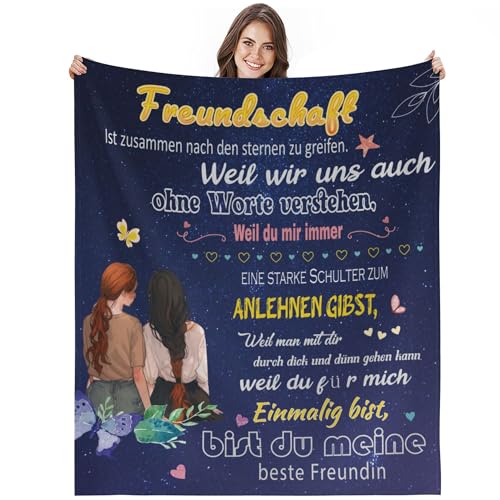 Calinline Geschenk Freundin Geburtstag Decke Geschenk Beste Freundin Geburtstag Kuscheldecke Flauschig Geschenke für Frauen Freunde Freundschaft Geschenk 130x150cm von Calinline