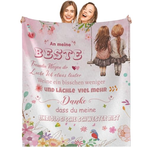 Calinline Geschenk Freundin Geburtstag Decke Geschenk Beste Freundin Geburtstag Kuscheldecke Flauschig Geschenke für Frauen Freunde Freundschaft Geschenk 130x150cm von Calinline