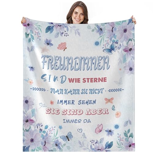 Calinline Geschenk Freundin Geburtstag Decke Geschenk Beste Freundin Geburtstag Kuscheldecke Flauschig Geschenke für Frauen Freunde Freundschaft Geschenk 130x150cm von Calinline