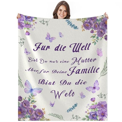 Calinline Geschenke für Mama von Tochter und Sohn Beste Mama Geschenk Mama Geburtstagsgeschenk Superweiche Fleecedecke Decke Geschenk für Muttertag, Thanksgiving 150x200cm von Calinline