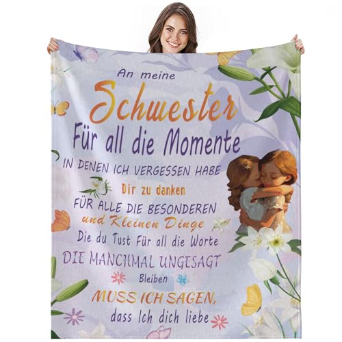 Calinline Geschenke für Schwester Geschenk für Schwester Geburtstag Superweiche Fleecedecke Decke Beste Schwester Geschenke Kreative Geschenke für den Geburtstag 150x200cm von Calinline