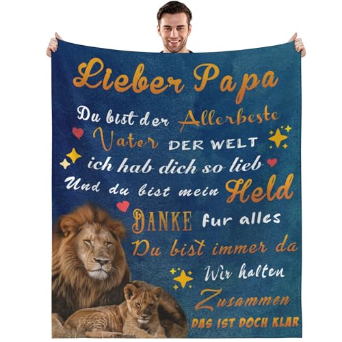 Geschenk für Papa Bester Papa Kuscheldecke Geburtstagsgeschenk für Papa Männer Lion Superweiche Bester Papa Decke zum Geburtstag, Vatertag, Thanksgiving 130x150cm von Calinline