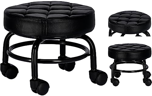 Calissimo Kosmetischer Friseurhocker für Pediküre runder Salonhocker schwarz von Calissimo