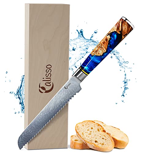 Calisso Brotmesser 67 Lagen Damaststahl - Damastmesser, Küchenmesser, Kochmesser, Brötchenmesser von Calisso