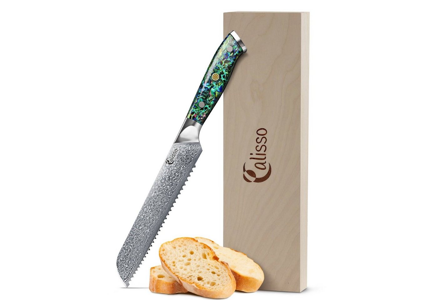 Calisso Brotmesser Küchenmesser Abalone Line Damaststahl von Calisso