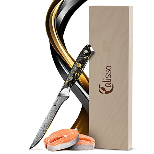 Calisso Filetiermesser 67 Lagen Damaststahl - Damastmesser, Küchenmesser, Ausbeinmesser, Messer, Filetmesser von Calisso