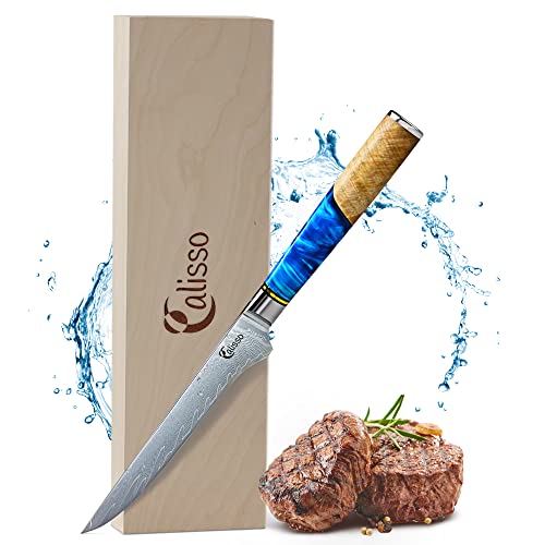 Calisso Filetiermesser 67 Lagen Damaststahl - Damastmesser, Küchenmesser, Ausbeinmesser, Messer von Calisso