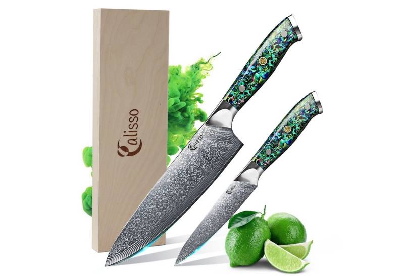 Calisso Messer-Set Küchenmesser Abalone Line Messerset (Starter-Set, 2-tlg), Damaststahl von Calisso
