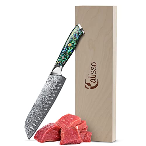 Calisso Santoku 67 Lagen Damaststahl - Damastmesser, Küchenmesser, japanisches Messer, Kochmesser von Calisso