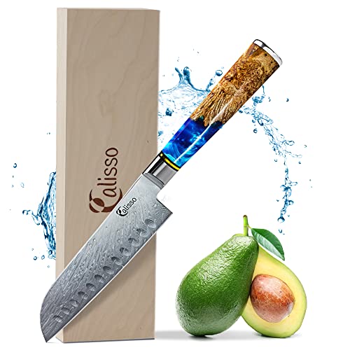 Calisso Santoku 67 Lagen Damaststahl - Damastmesser Küchenmesser, Japanisches Messer von Calisso