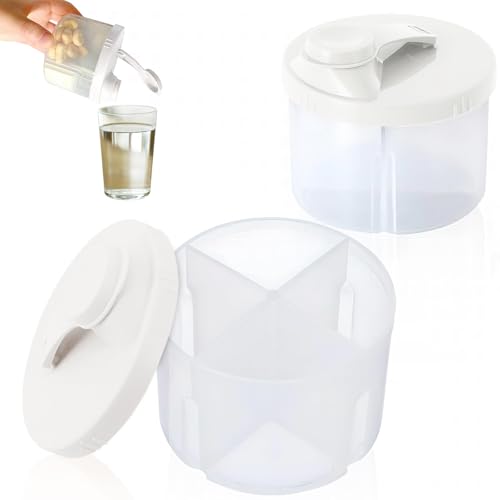 Calkkrer 2 Stück Tragbarer Milchpulver Portionierer Baby, Milchpulver Aufbewahrung, Dosierer Pulver, Milchpulver Spender Drehbarer Deckel, Tragbare Milchpulverbox(Weiß) von Calkkrer
