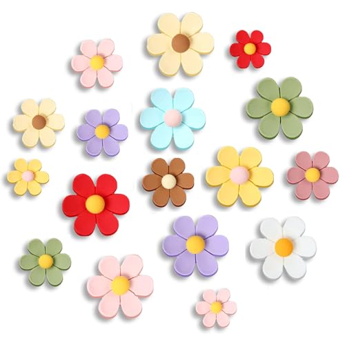 Calkkrer 30 Stück 3D Blumen-Kühlschrankmagnete, 10 Farben, Große, Mittlere und Kleine Magnete, Bunte Starke Magnete für Küche und Büro, für Dekoration und Organisation von Calkkrer