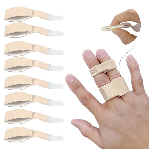 Calkkrer 8er Finger Splint Straps, Packung mit Polsterung für Fingergurts zur Linderung und Unterstützung verletzter Finger, Komfortabel und einfach verwenden. von Calkkrer
