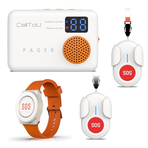 CallToU Caregiver Pager Kabelloser Medizinischer Rufknopf Überwachung Älterer Menschen SOS Alarme Vibrationspager Digitale Anzeige Rufglocke von CallToU
