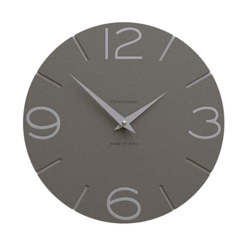 CalleaDesign - Smile Wanduhr, handgefertigt in Italien, 30 cm, elegant und leise, hohe Qualität, perfekte Geschenkidee [Quarz grau und Aluminium]. von CalleaDesign