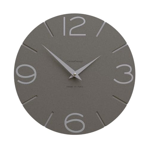 CALLEADESIGN Wanduhr Smile Aluminium und Quarz Grau Rund 30 cm Schlichtes und modernes Design Geräuschloser Mechanismus Made in Italy Geeignet für die Küche 30 Farben verfügbar Holz von CalleaDesign