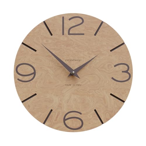 CalleaDesign - Smile Wanduhr, handgefertigt Made in Italy, 30 cm, elegant und leise, hohe Qualität, perfekte Geschenkidee [Walnusswurzel, Schokolade]. von CalleaDesign