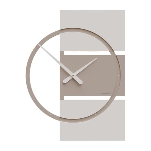CalleaDesign - Große, Moderne ausgefallene Wanduhr für den Wohnzimmer und Küche XXL-Wanduhren in modernem Design, Modell Adam, 45 x 60 cm, deutsches Funkuhrwerk (lattefarbig), geräuschlos. von CalleaDesign