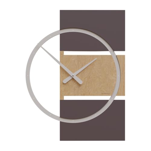 CalleaDesign - Große, Moderne ausgefallene Wanduhr für den Wohnzimmer und Küche XXL-Wanduhren in modernem Design, Modell Adam, 45 x 60 cm, deutsches Funkuhrwerk (Walnuss Dornbusch), geräuschlos. von CalleaDesign