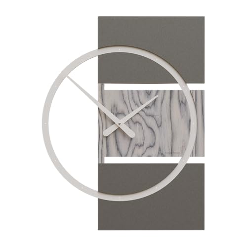 CalleaDesign - Große, Moderne ausgefallene Wanduhr für den Wohnzimmer und Küche XXL-Wanduhren in modernem Design, Modell Adam, 45 x 60 cm, deutsches Funkuhrwerk (grau sottsass), geräuschlos. von CalleaDesign