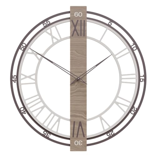 CalleaDesign - Große Wanduhr für Wohnzimmer, Franz 66 x 70 x 3,5 cm (Nussbaum Canaletto) von CalleaDesign