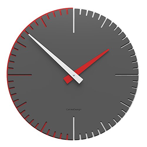 CalleaDesign Hochwertige EXACTO Wanduhr, rund 36cm Durchmesser. Geeignet für Schlafzimmer, Küche und Wohnzimmer. Italienisches Design, deutsches geräuschloses Uhrwerk. (Feuerrote) von CalleaDesign