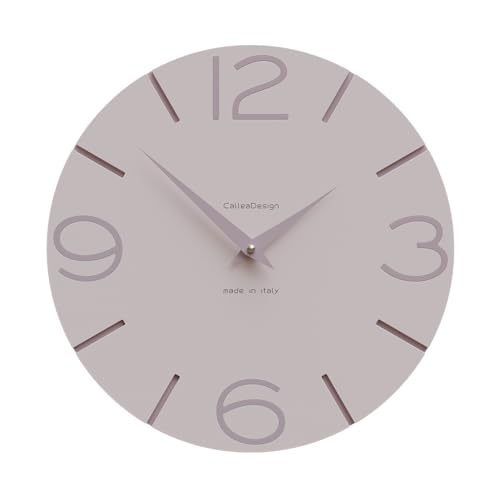 CalleaDesign - Smile Wanduhr, handgefertigt in Italien, 30 cm, elegant und leise, hohe Qualität, perfekte Geschenkidee [Muschelrosa und Pflaumengrau]. von CalleaDesign
