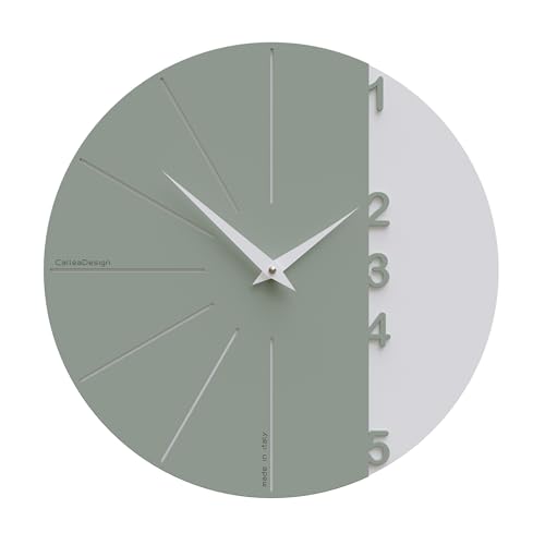 CalleaDesign - Wanduhr Dimidia Durchmesser 34 oder 48 cm Made in Italy, geräuschloses Uhrwerk (Salbeigrün, 34 cm) von CalleaDesign