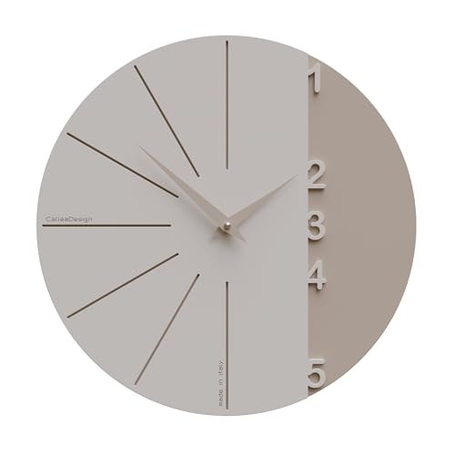 CalleaDesign - Wanduhr Dimidia Durchmesser 34 oder 48 cm Made in Italy, geräuschloses Uhrwerk (Sand, 48 cm) von CalleaDesign
