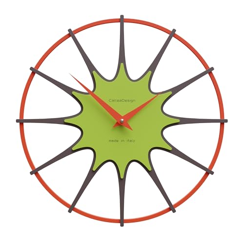 CalleaDesign - Wanduhr Stella Durchmesser 33 oder 48 cm, italienisches Handwerk und deutsches Quarzwerk. (apfelgrün, 48 cm) von CalleaDesign