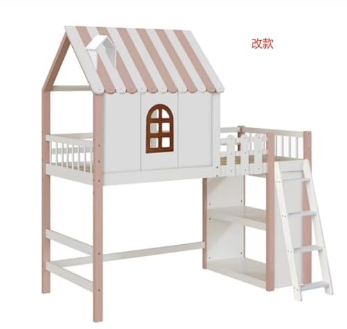 Callicarpa Bunk Bed 90 x 200 cm, House Bed for 2 Children, Wooden Bunk Bed with Slatted Frame and Ladder, Tree House Bed with Fall Protection and Cot Rail, Without Mattress Callicarpa Bunk Bed 90 x 200 cm, House Bed for 2 Children, Wooden Bunk Bed with Slatted Frame and Ladder, Tree House Bed with Fall Protection and Cot Rail, Without Mattress von Callicarpa