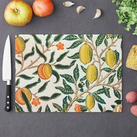 Großes Schneidebrett Mit Zitronen William Morris Print, Gehärtetes Glas Schneidebrett, Küchen Dekor, Dekoration Großes Schneidebrett Mit Zitronen William Morris Print, Gehärtetes Glas Schneidebrett, Küchen Dekor, Dekoration von Callidore