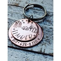 Handgestempelte Kupfer Haustiermarke - Natur Design, Personalisierter Hundehalsbandanhänger Handgestempelte Kupfer Haustiermarke - Natur Design, Personalisierter Hundehalsbandanhänger von CallieMaeCrafts