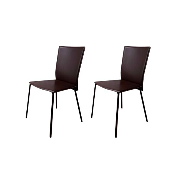 2er-Set Lederstühle mit Metallgestell, Calligaris von Calligaris