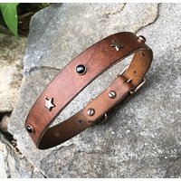 Soul Dog Designs Lederhalsband Mit Schwarzem Onyx Und Kupferstern Soul Dog Designs Lederhalsband Mit Schwarzem Onyx Und Kupferstern von CallingYourWild