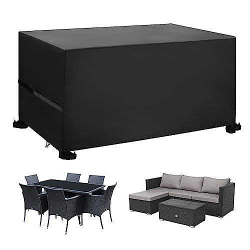 Callni Abdeckung für Gartenmöbel, Wasserdicht Abdeckplane 420D Oxford Gewebe mit Windfest Klipse, Winterfest Anti-UV Gartentische Schutzhülle für Balkonmöbel Möbelsets Lounge 180x120x74cm von Callni