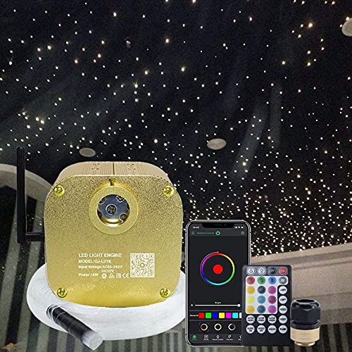 Callsky 16 W LED-Glasfaser-Stern-Deckenleuchte, APP/Bluetooth-Fernbedienung, sprachaktivierter blinkender Sternenhimmel, 430 Stück* (0,75+1+1,5)*3 m, für Hotel, Apartment, Außenhof von Callsky