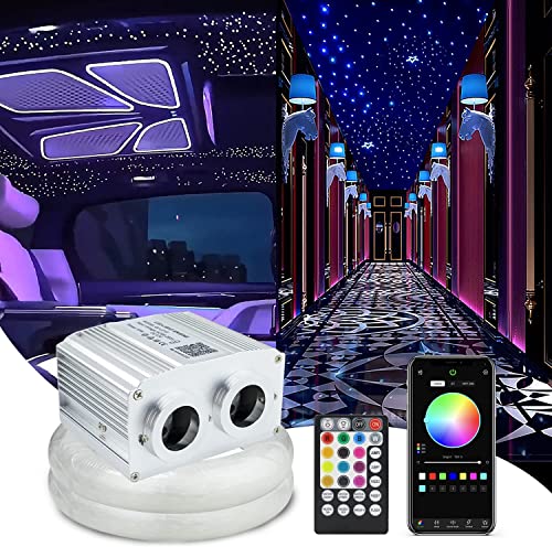 Callsky 16W APP-gesteuerte Autonutzung Glasfaser-Lichtstern-Deckenkit Twinkle, LED-RGBW-Motortreiber mit 28-Tasten-RF-Fernbedienung (530 Stück * (0,03 Zoll + 0,04 Zoll + 0,06 Zoll) * 9,11 Fuß) von Callsky