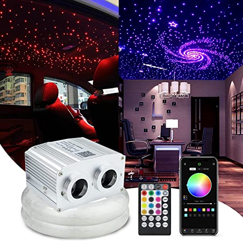 Callsky 16W APP-gesteuerte Autonutzung Glasfaser-Lichtstern-Deckenkit Twinkle, LED-RGBW-Motortreiber mit 28-Tasten-RF-Fernbedienung (530 Stück * (0,03 Zoll + 0,04 Zoll + 0,06 Zoll) * 9,12 Fuß) von Callsky