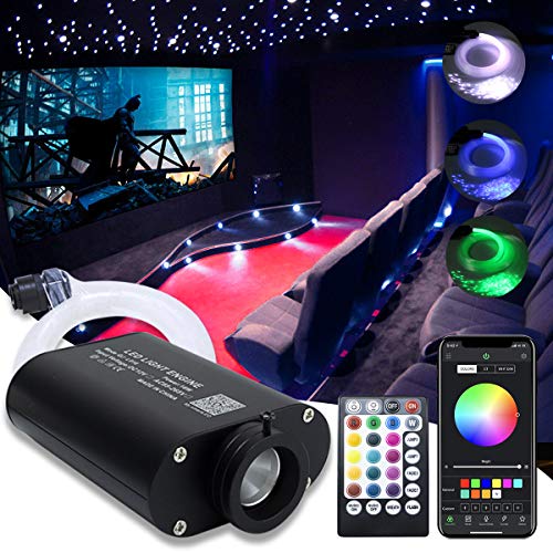 Callsky 16W Fiber Optic Star Deckenleuchten-Kit APP-Steuerung für Auto und Zuhause, Glasfaserkabelstränge 200 Stück 0,75 mm 6,5 Fuß/2 m + 28 Tasten Musik-Fernbedienung von Callsky