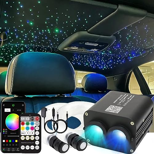 Callsky 20 W Starry Sky Glasfaserkit, 600 Stück x 0,03 Zoll x 9,8 m, feiner Faserstrahl, Glow Sound, Aktivierung, Fernbedienung, App-Steuerung, RGBW, Lichtquelle, Haus, Deckendekoration, Auto von Callsky