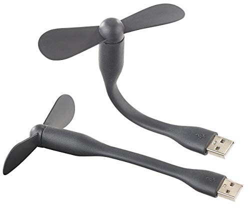 Callstel USB Fan: 2er Pack Flexibler USB-Ventilator für PC, Notebook, Laptop, Powerbank (Ventilator Anschluss, Schwanenhals, Reise Zubehör Auto) von Callstel