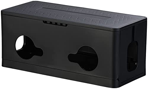 Callstel Kabelbox: Kabel- & Steckdosen-Box mit Kabelschlitzen, Deckel, Belüftung, schwarz (Kabelbox mit Steckdosenleiste, Kabelmanagementbox, Verlängerungskabel) von Callstel