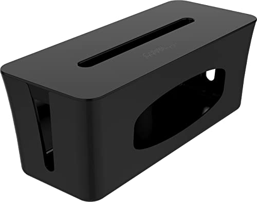 Callstel Ladestation: Kabelbox groß, 40x15,5x16,5 cm mit Ladesteckplatz im Deckel, schwarz (Wallbox, Kabelbox gegen Kabelsalat, Apple iPhone Ladekabel) von Callstel