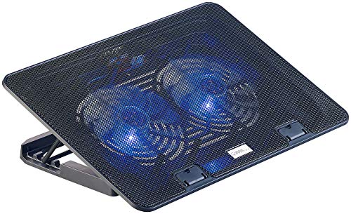 Callstel Laptop Kühler: Ultraleiser Notebook-Kühler bis 43,8 cm (17"), 2 Lüfter, LED, 15 dB (Laptop Kühlung, leise, Laptopständer) von Callstel