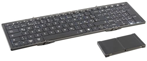 Callstel klappbare Tastatur: Faltbare Fullsize-Tastatur mit Bluetooth, Beleuchtung, Akku, QWERTZ (beleuchtet, Reisetastatur, Tablet Tasche) von Callstel
